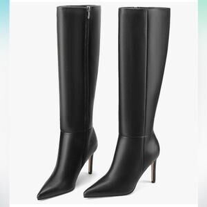 Knee High Boots Women Stiletto High Heel Tall Boots Pointed Toe Zipper NIB 7